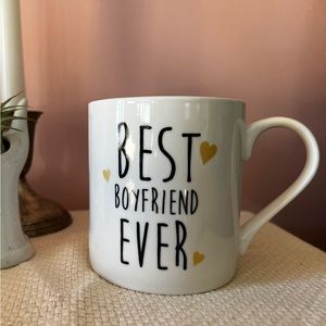 “Best boyfriend ever” home essentials gold and white heart coffee mug